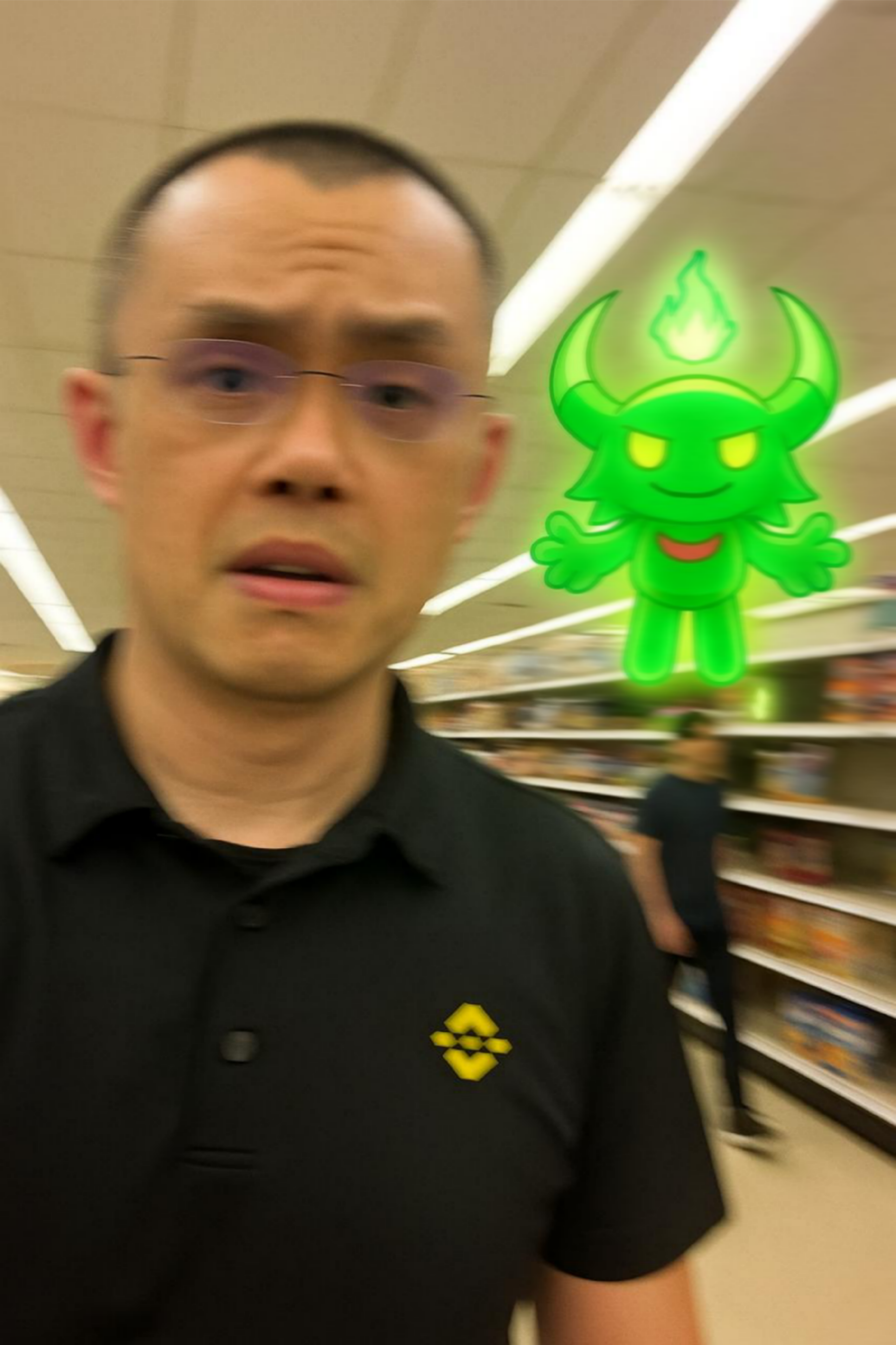 A glowing green glo character